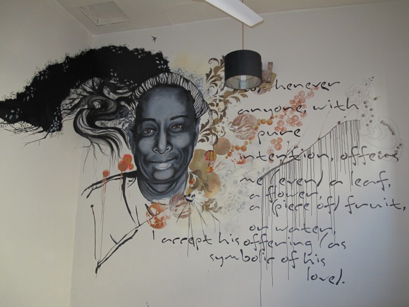 Mural Gouache, ink, spray paint & paper on a wall